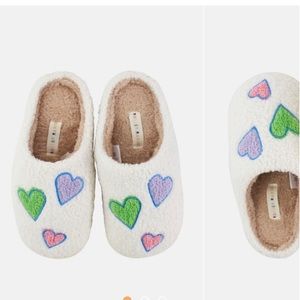 Fuzzy heart slippers. Brand New!!